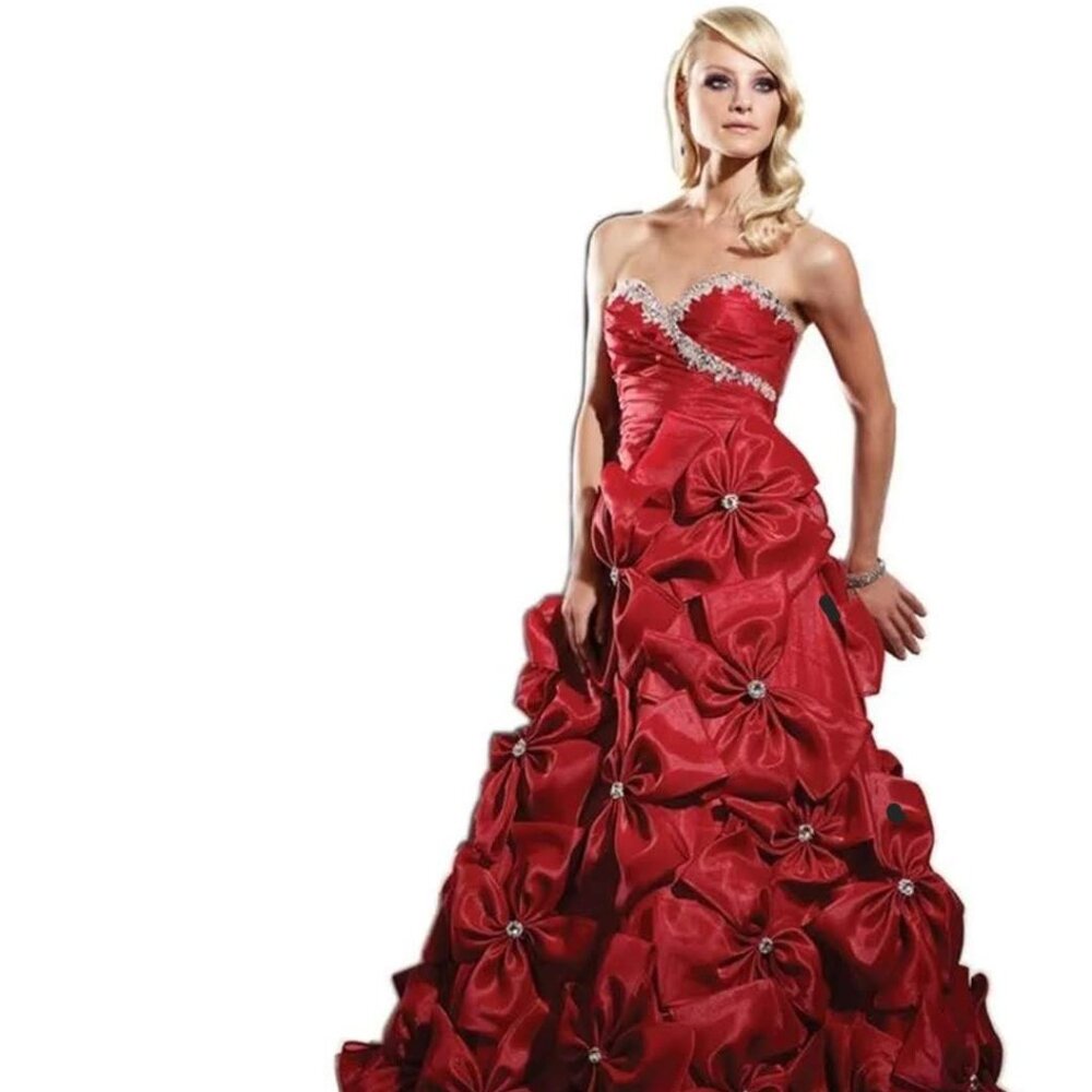 Precious Formals P154 Size 2 Red Prom Dress